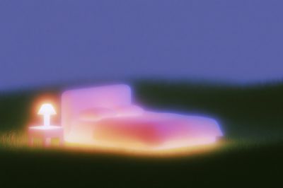 Dreamy Neon Bedscape Print. poster