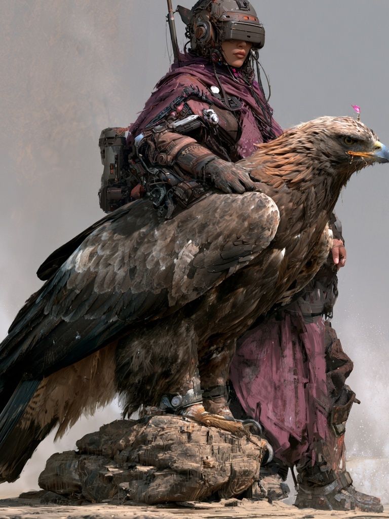 Cyber Falcon Rider Illustration Poster. poster — illustration art