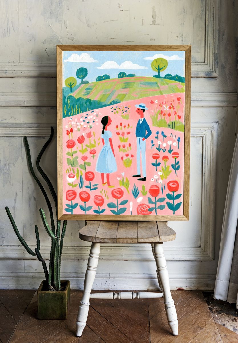 Spring Garden Couple Illustration Poster. room preview