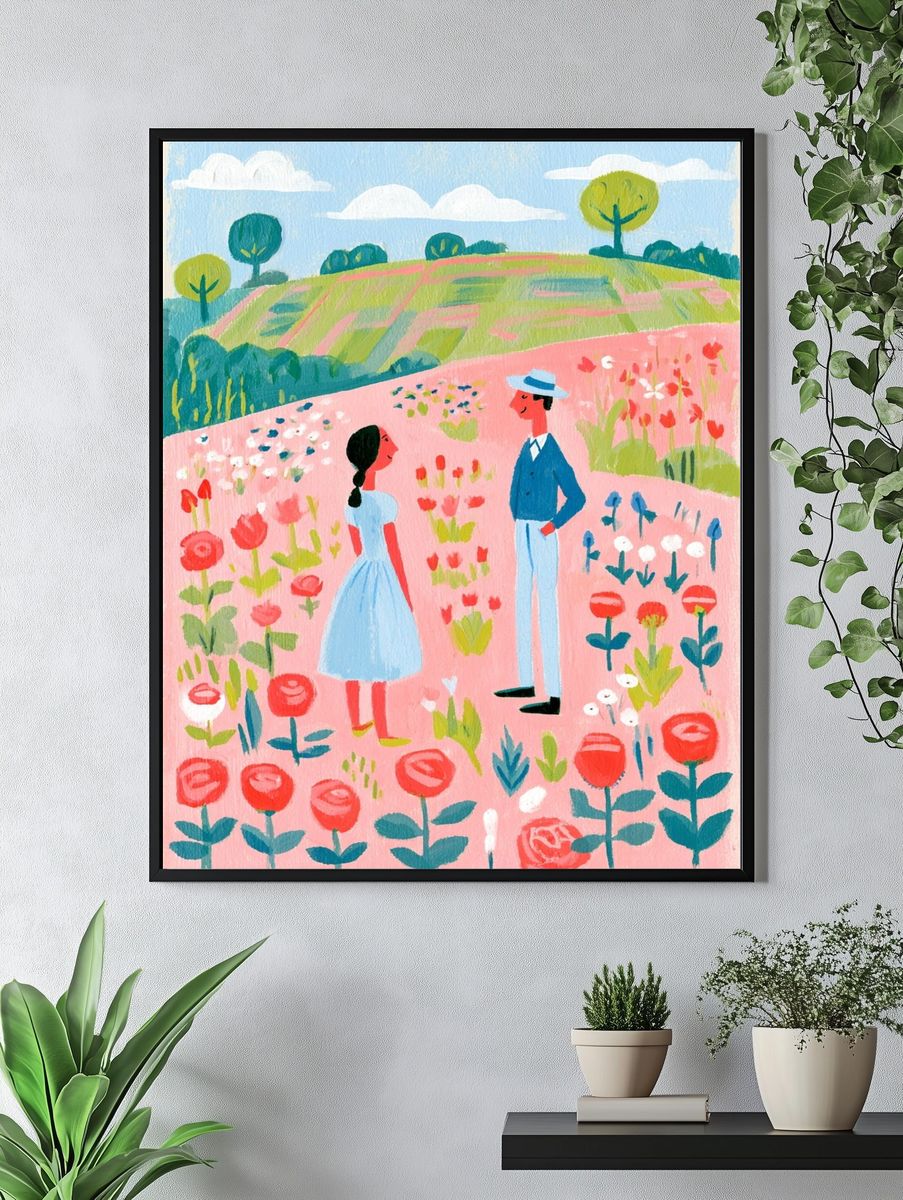 Spring Garden Couple Illustration Poster. — room view 4