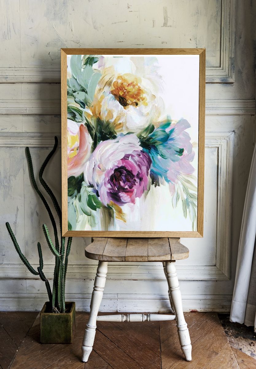 Pastel Floral Bouquet Illustration Poster. room preview