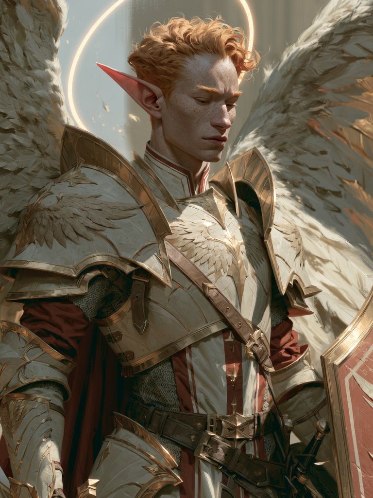 Winged Elf Warrior Fantasy Print. poster detail