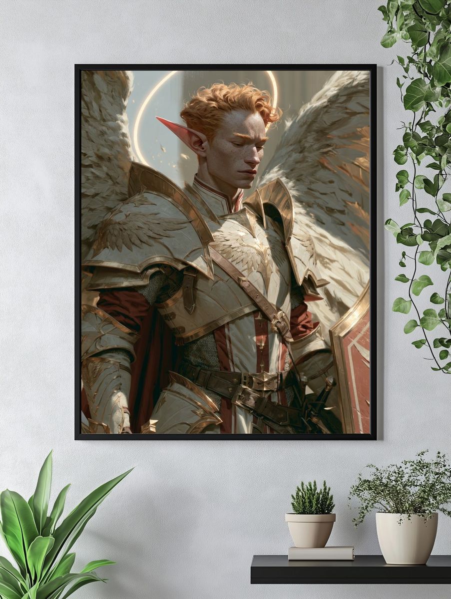 Winged Elf Warrior Fantasy Print. — room view 4