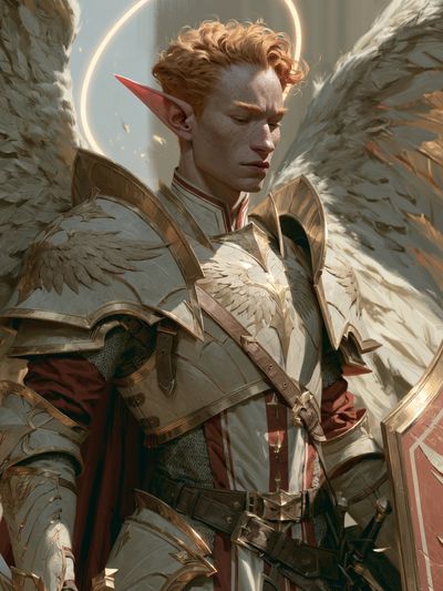Winged Elf Warrior Fantasy Print.