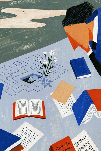 Floating Books Collage Poster.