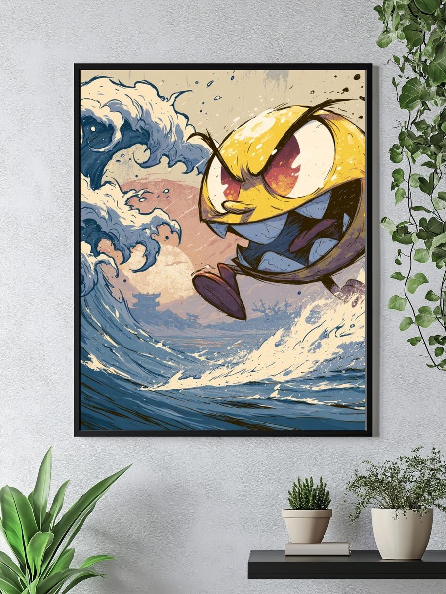 Angry Wave Cartoon Poster. — room view 4