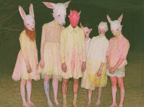 Rabbit Mask Group Illustration Poster. poster — illustration art