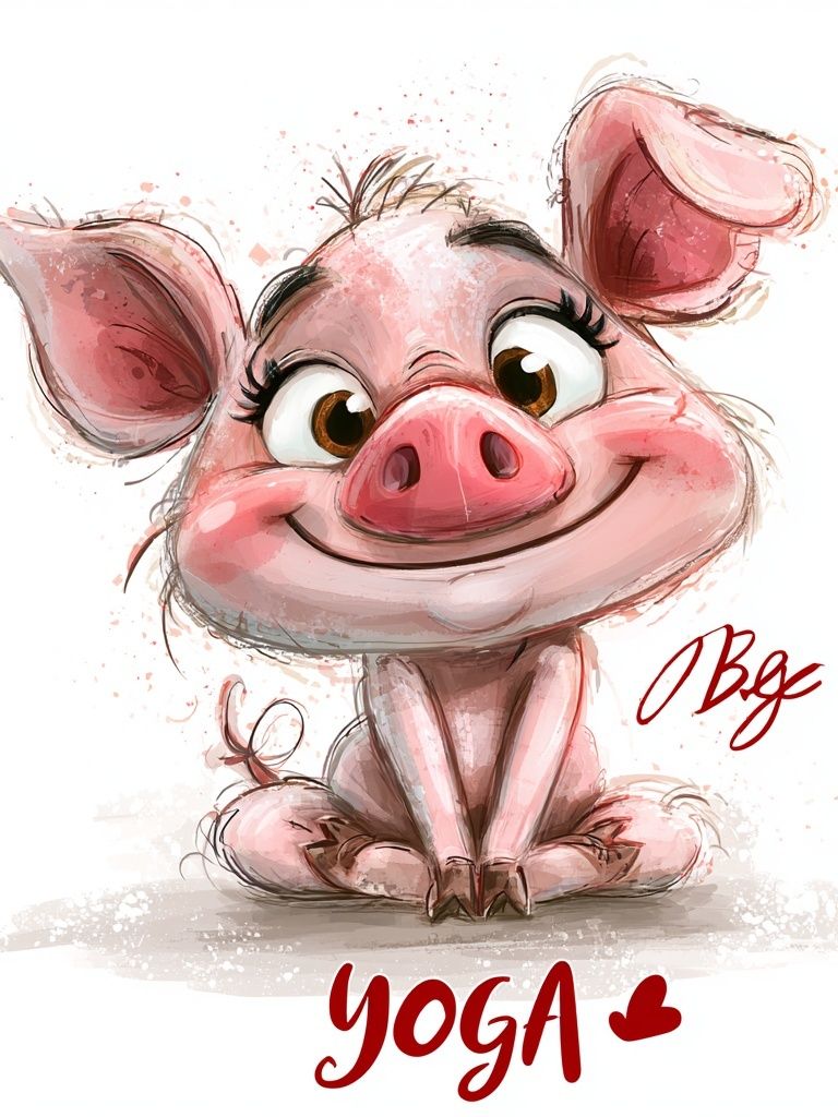 Yoga Pig Illustration Poster. poster — illustration art