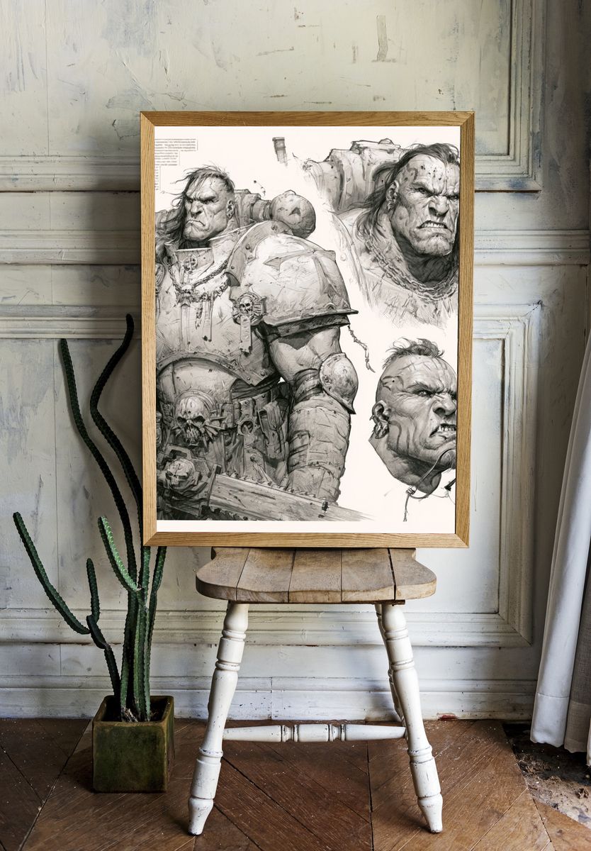 Warrior Orc Sketch Poster. — room view 1