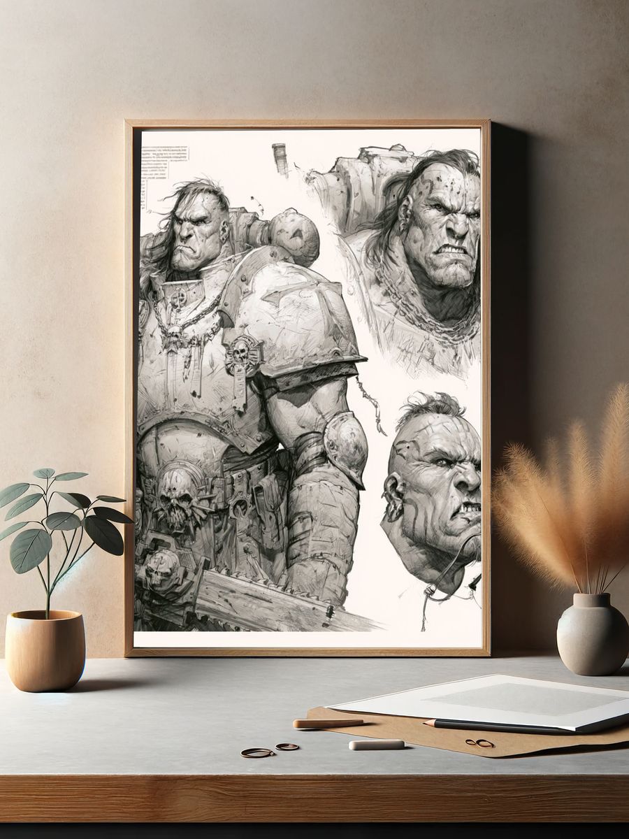 Warrior Orc Sketch Poster. — room view 2