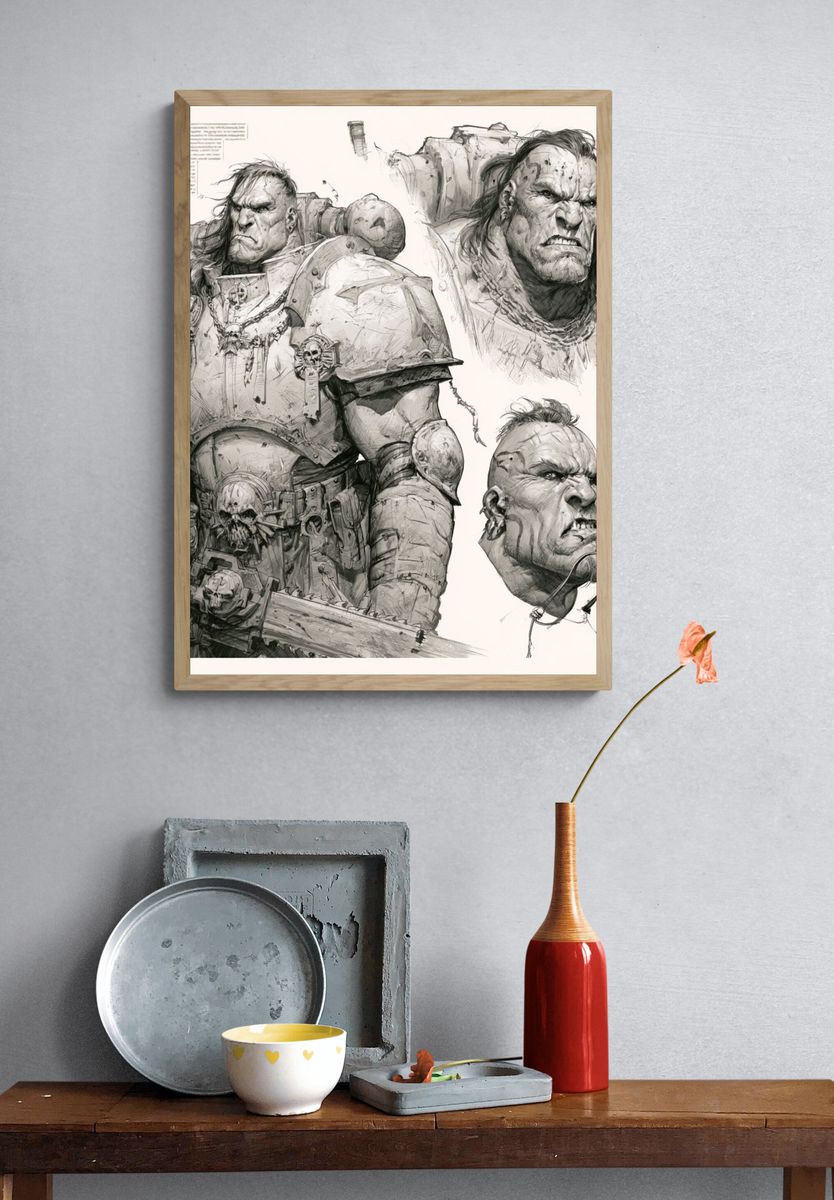 Warrior Orc Sketch Poster. — room view 3