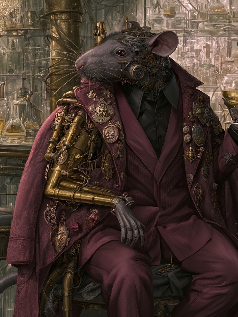 Steampunk Rat Gentleman Illustration Poster. poster detail