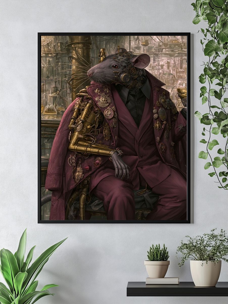 Steampunk Rat Gentleman Illustration Poster. — room view 4