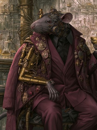 Steampunk Rat Gentleman Illustration Poster.