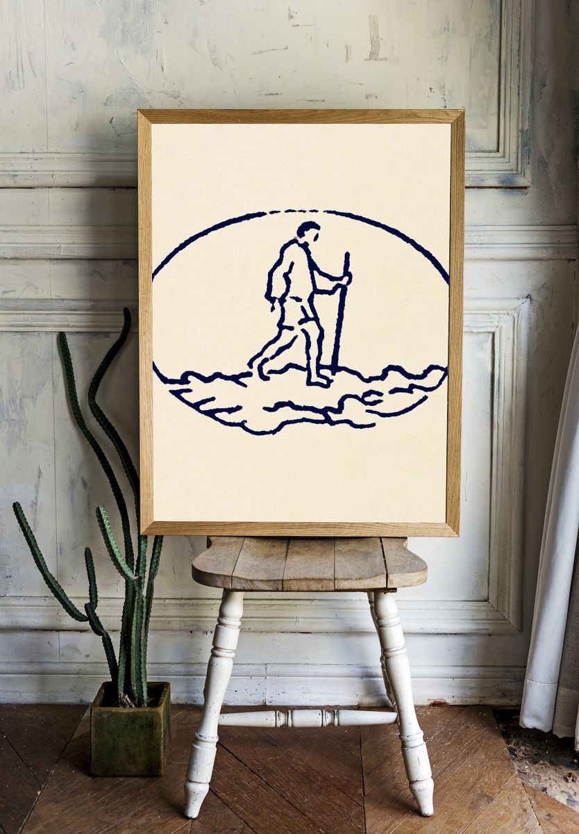 Hiker Line Art Poster. room preview