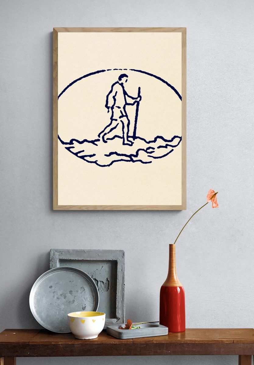 Hiker Line Art Poster. — room view 3