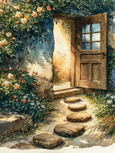 Garden Door Watercolor Poster.