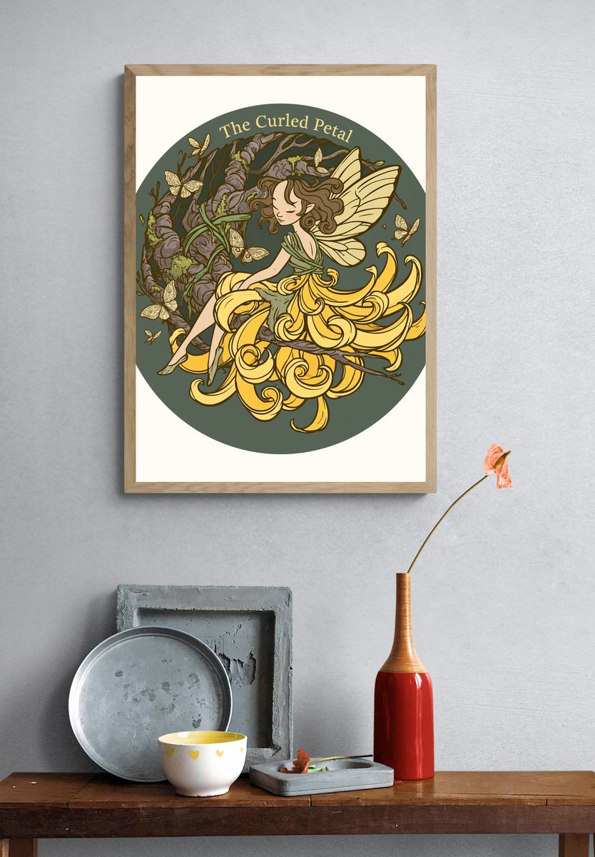 The Curled Petal Fairy Print. — room view 3