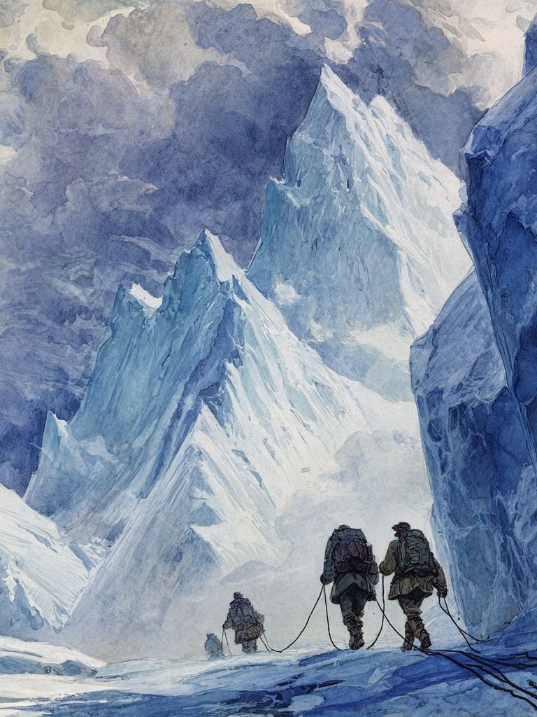 Ice Climb Expedition Illustration Poster. poster — illustration art