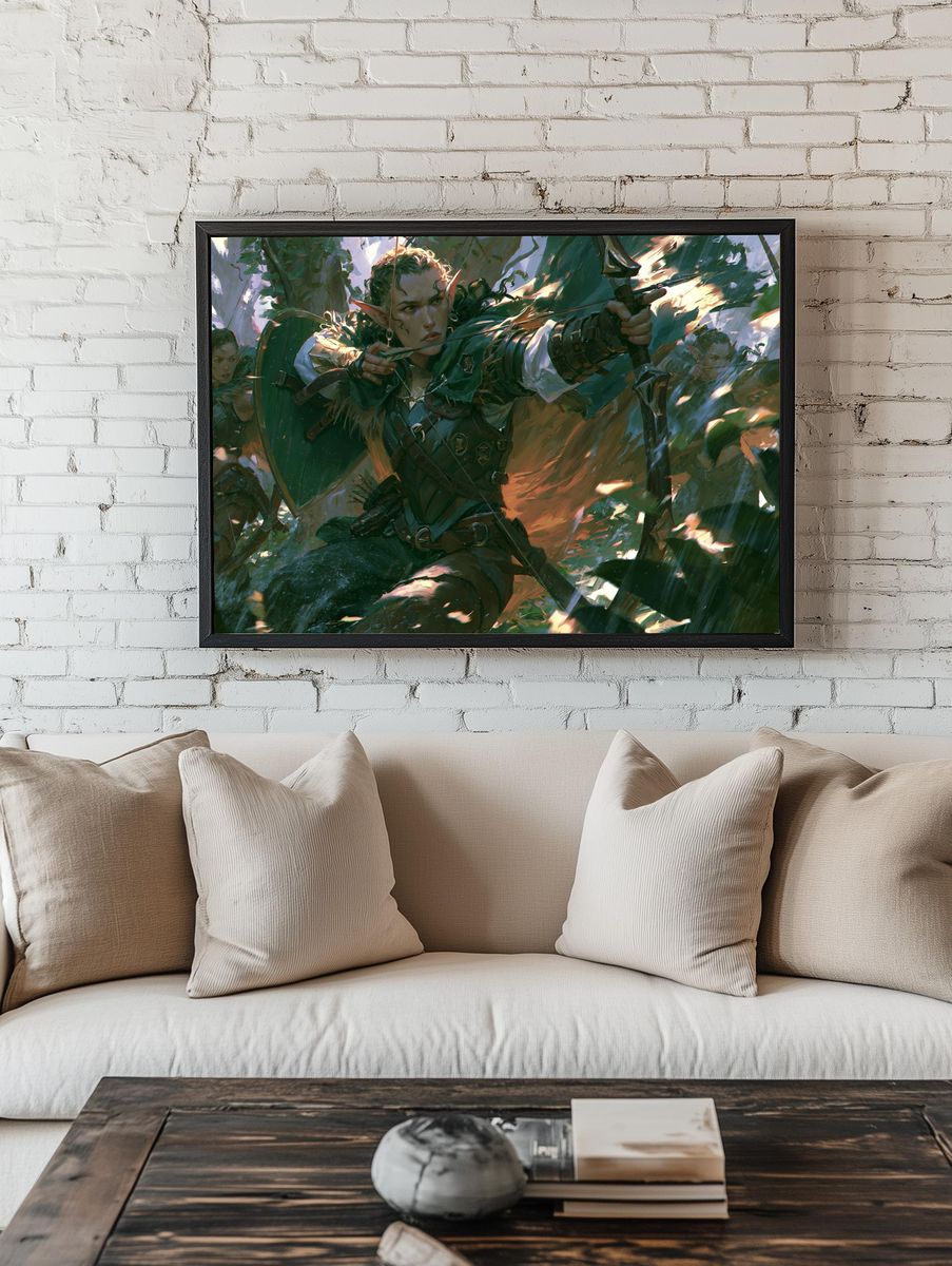 Elf Archer Battle Illustration Poster. — room view 1