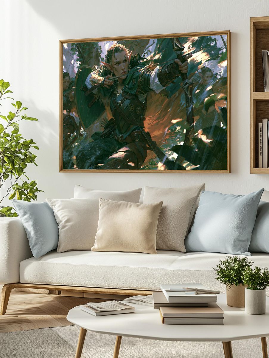 Elf Archer Battle Illustration Poster. — room view 2