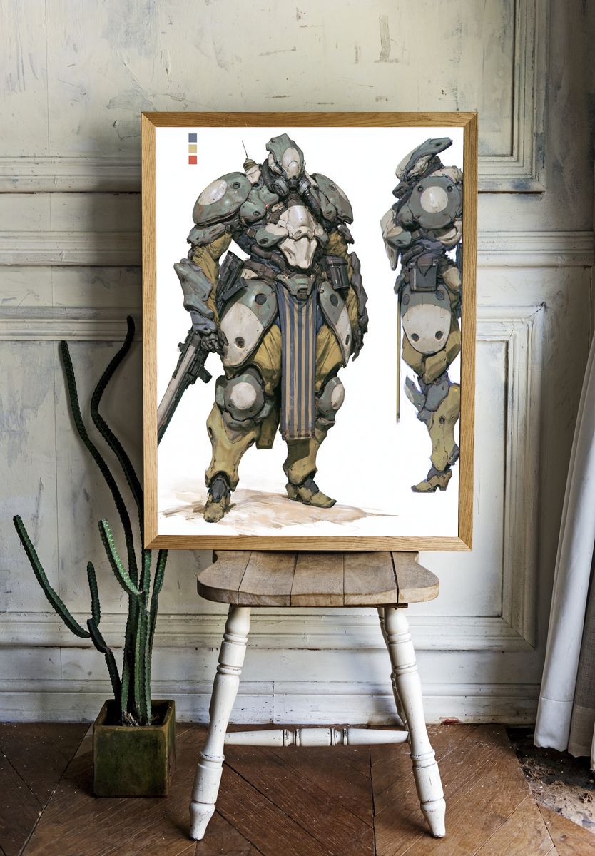 Armored Sci-Fi Mech Poster. room preview