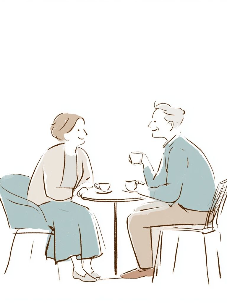 Couple Tea Time Illustration Poster. poster detail