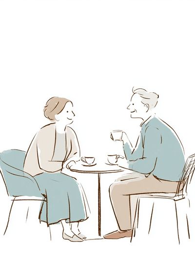 Couple Tea Time Illustration Poster.