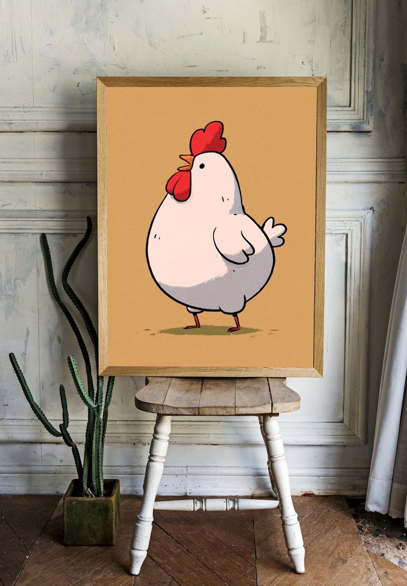 Cute Chicken Cartoon Print. room preview