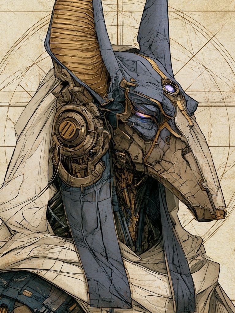 Anubis Cyberpunk Illustration Poster. poster — illustration art