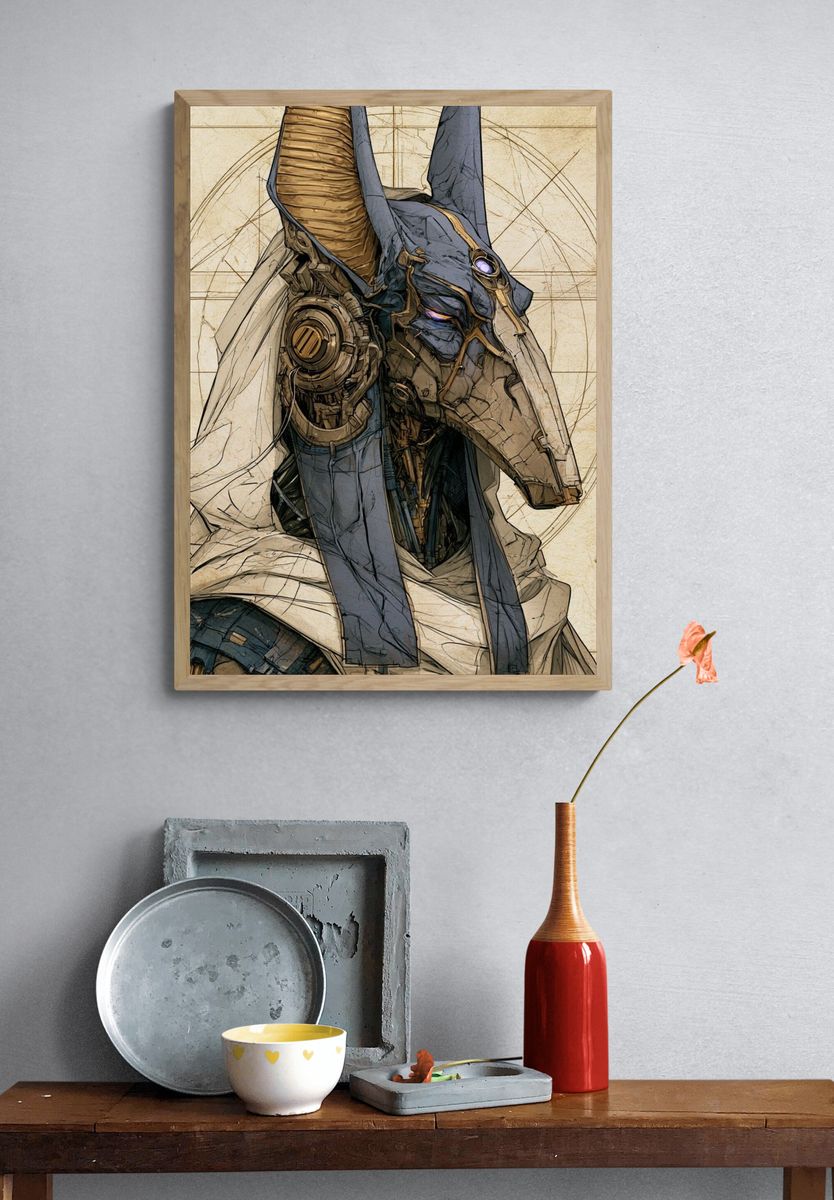 Anubis Cyberpunk Illustration Poster. — room view 3