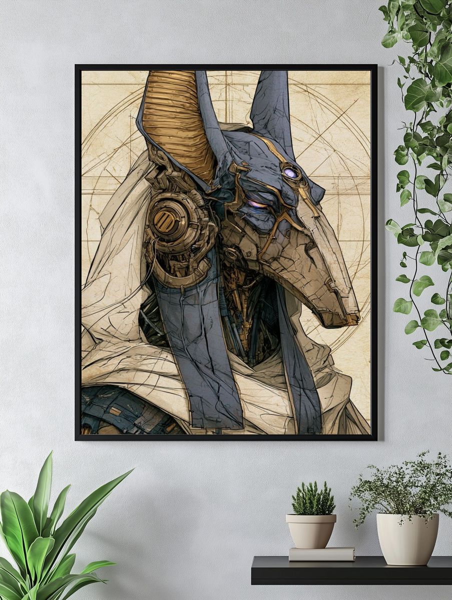 Anubis Cyberpunk Illustration Poster. — room view 4