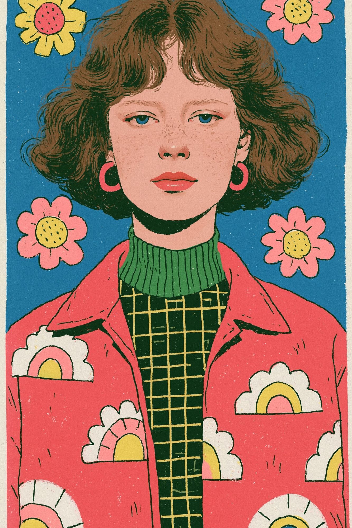 Flower Portrait Illustration Poster. poster detail