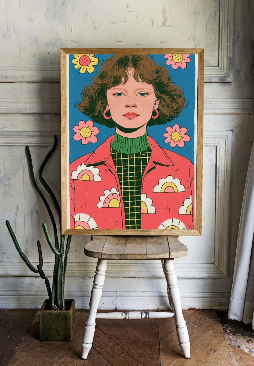 Flower Portrait Illustration Poster. — room view 1