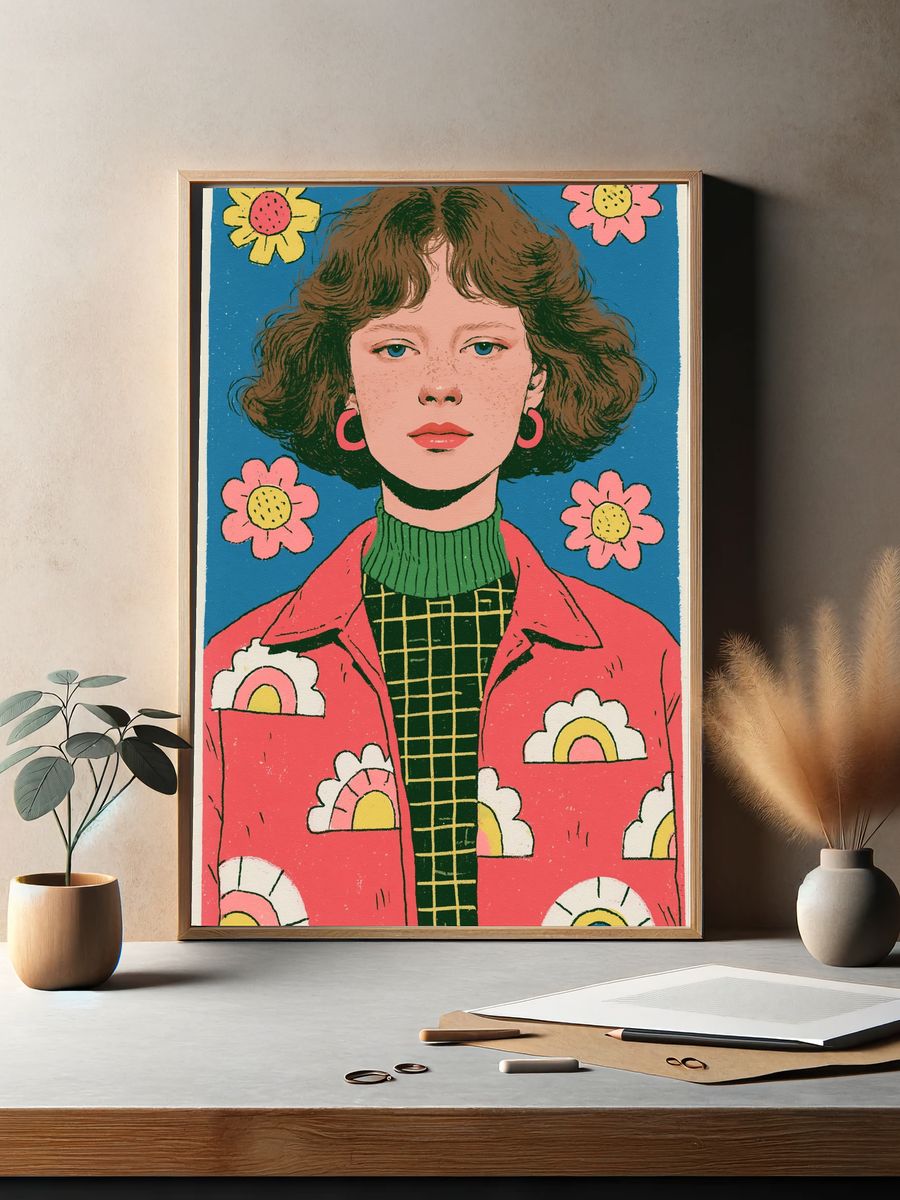 Flower Portrait Illustration Poster. — room view 2