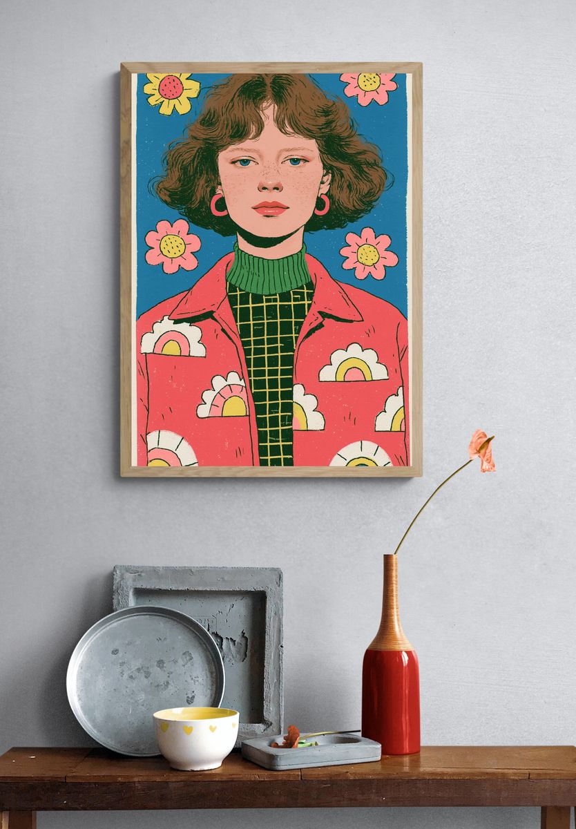 Flower Portrait Illustration Poster. — room view 3