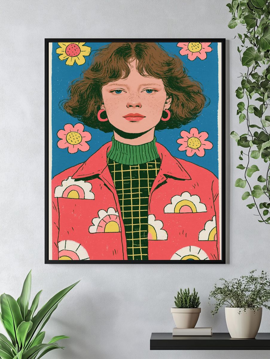 Flower Portrait Illustration Poster. — room view 4