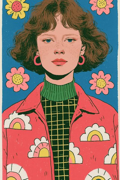 Flower Portrait Illustration Poster. poster