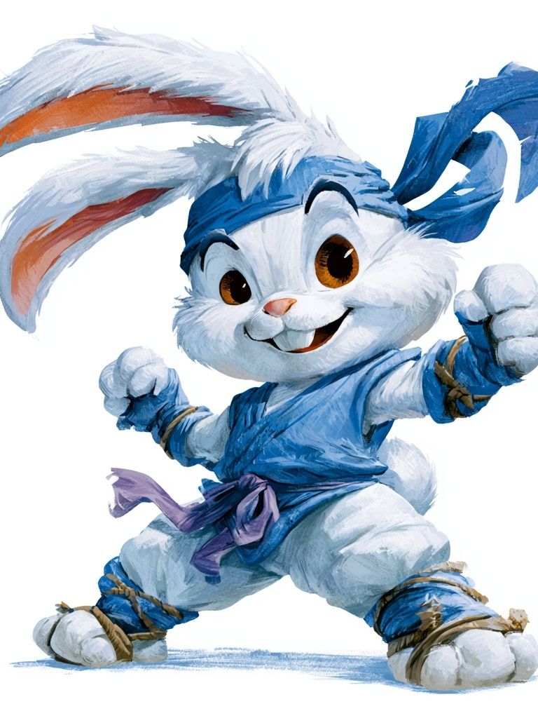 Ninja Bunny Cartoon Print. poster detail