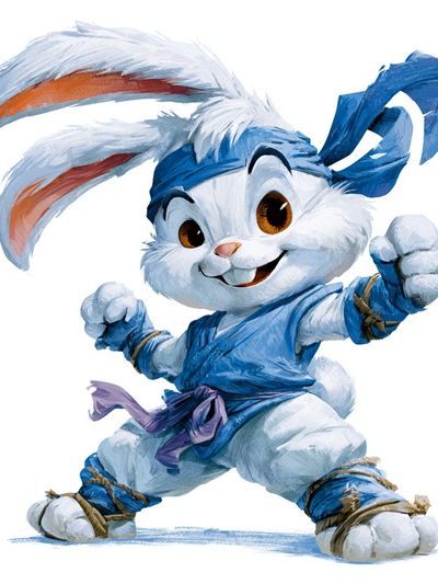 Ninja Bunny Cartoon Print.