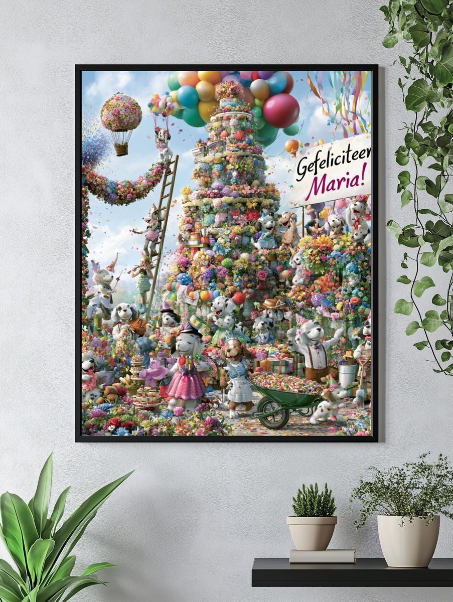 Floral Puppy Celebration Poster. — room view 4