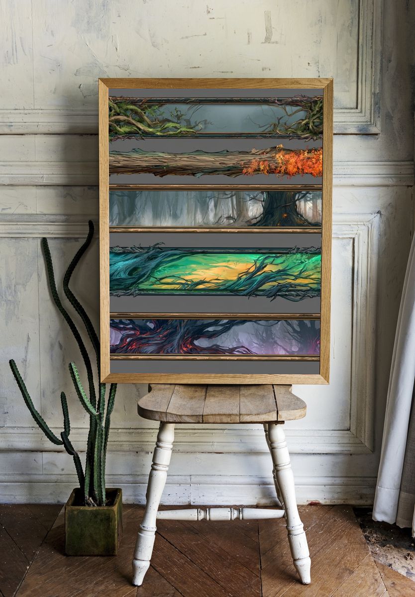 Enchanted Forest Banners Illustration Print. — room view 1