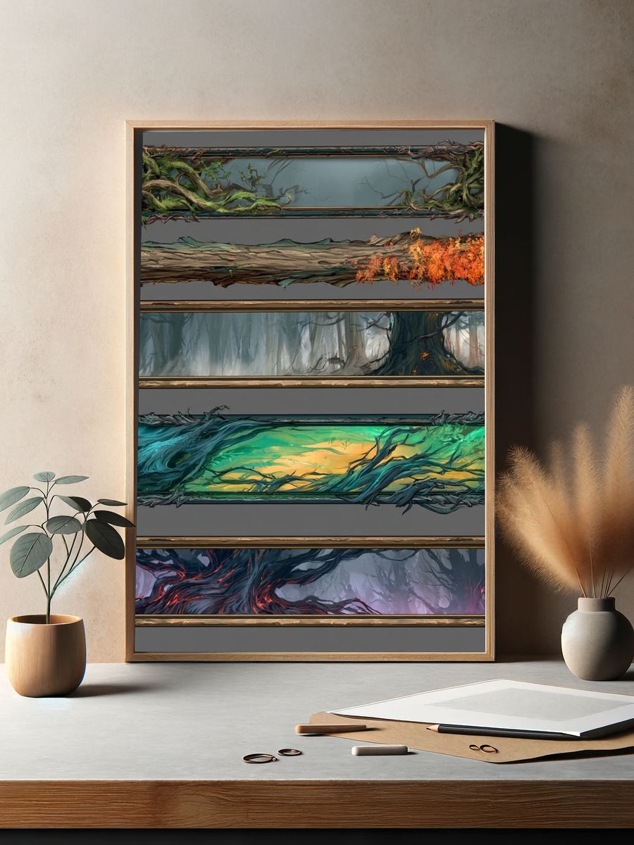 Enchanted Forest Banners Illustration Print. — room view 2