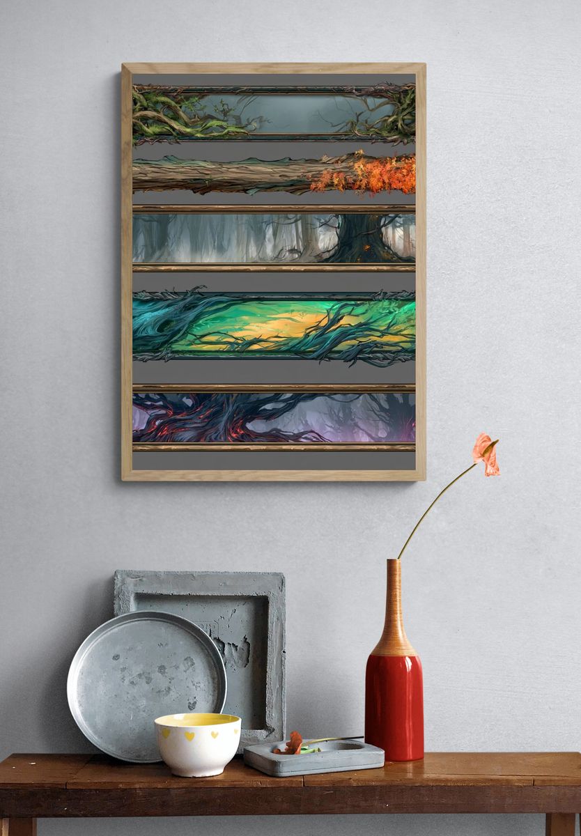 Enchanted Forest Banners Illustration Print. — room view 3