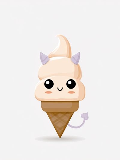Cute Devil Ice Cream Cartoon Poster.