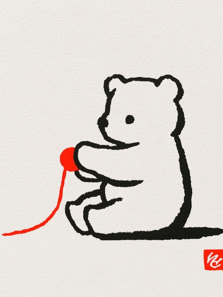 Bear with Red Balloon Print. poster detail
