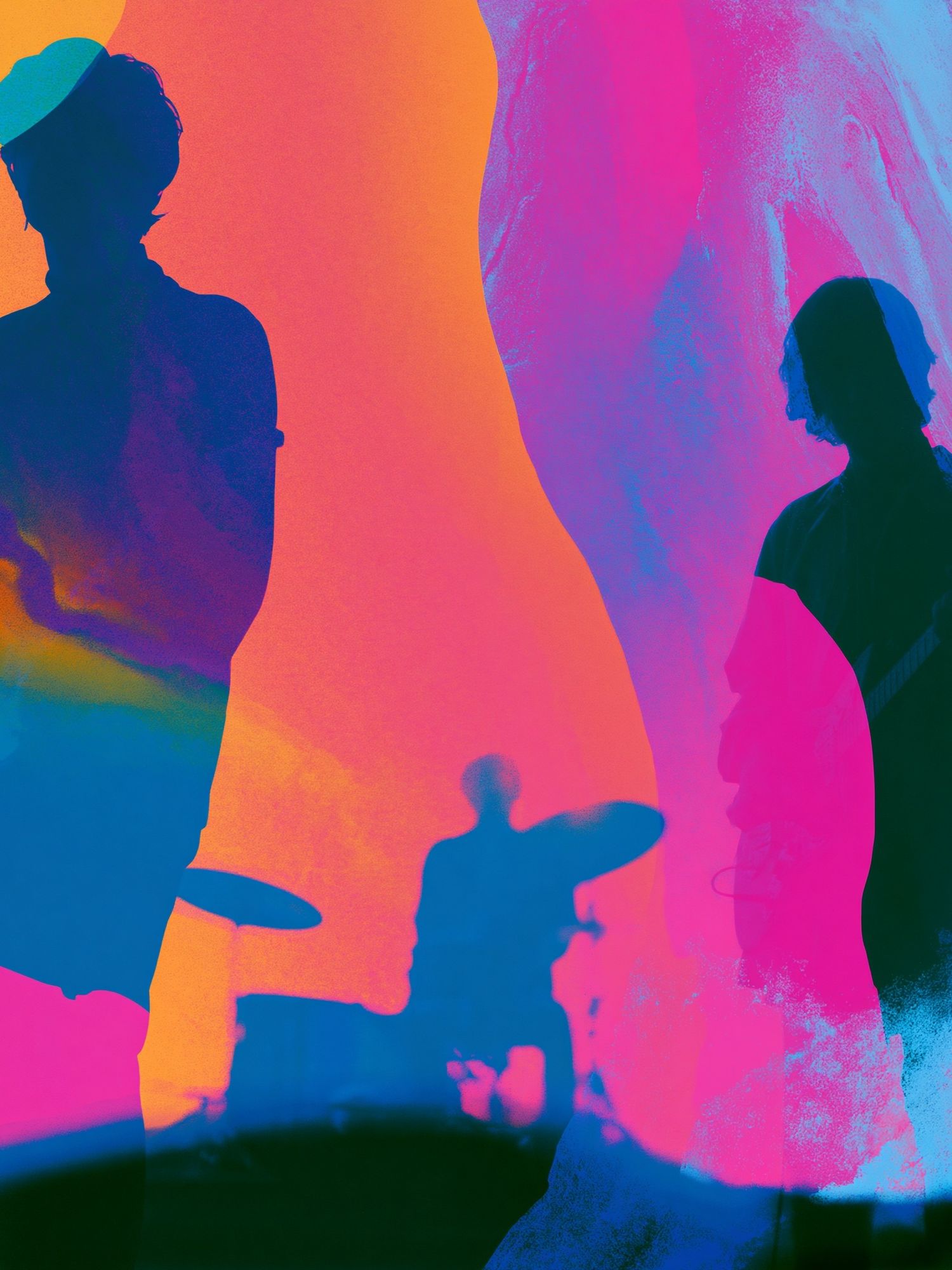 Neon Band Silhouettes Illustration Poster. poster detail