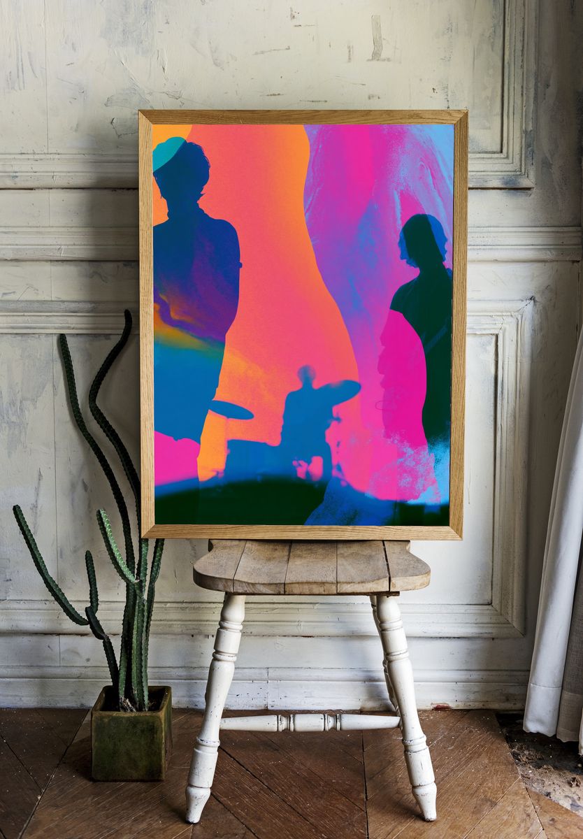 Neon Band Silhouettes Illustration Poster. — room view 1
