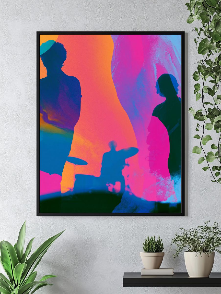 Neon Band Silhouettes Illustration Poster. — room view 4