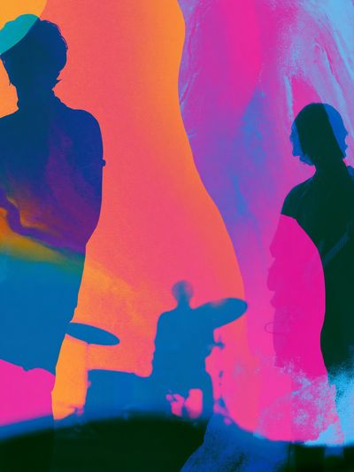 Neon Band Silhouettes Illustration Poster. poster